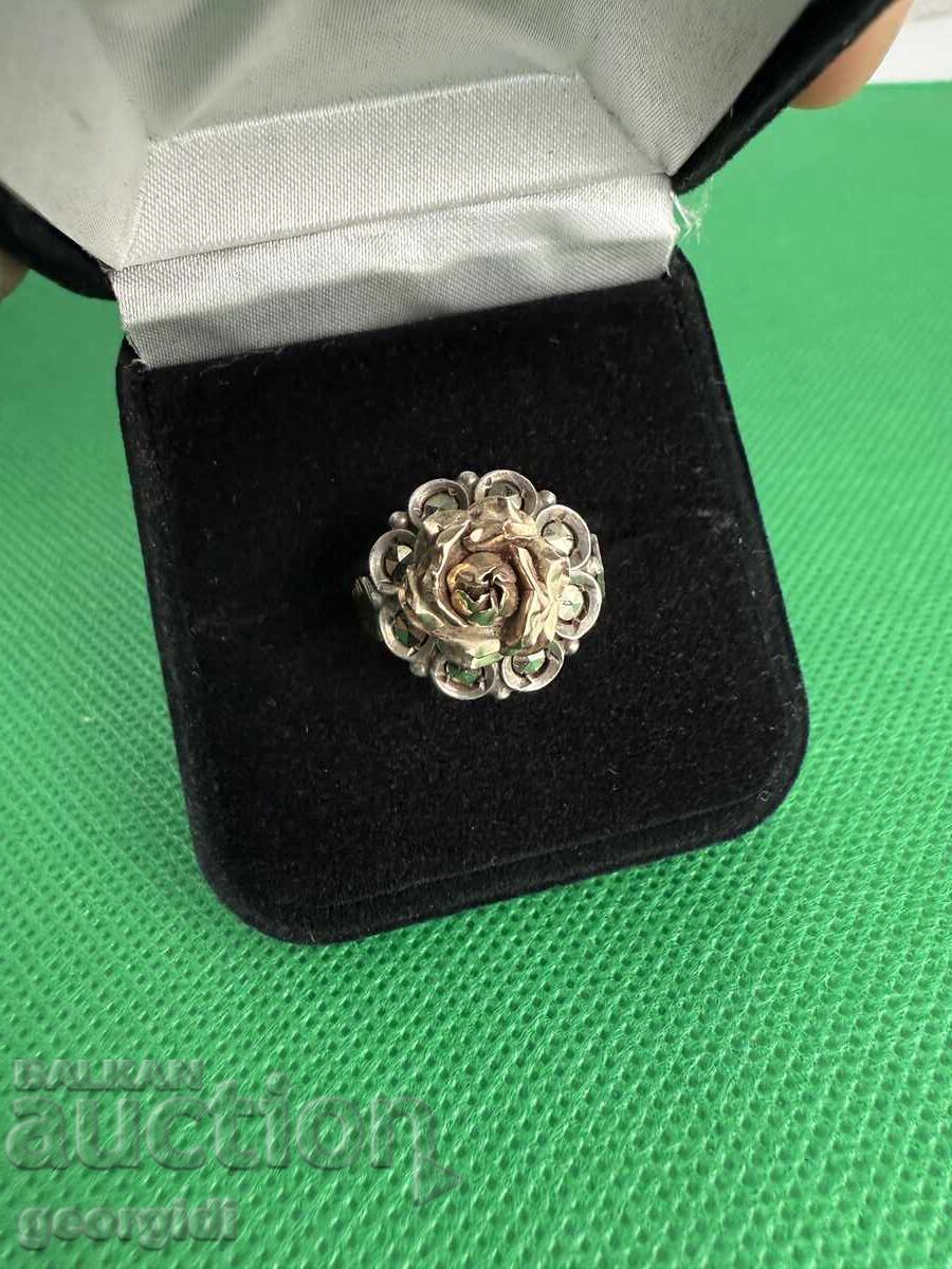 Handmade silver ring with gold. No. 7634 with price 160.00 BGN | € 81.81 Handmade silver ring with gold. No. 7634 with price 160.00 BGN | € 81.81