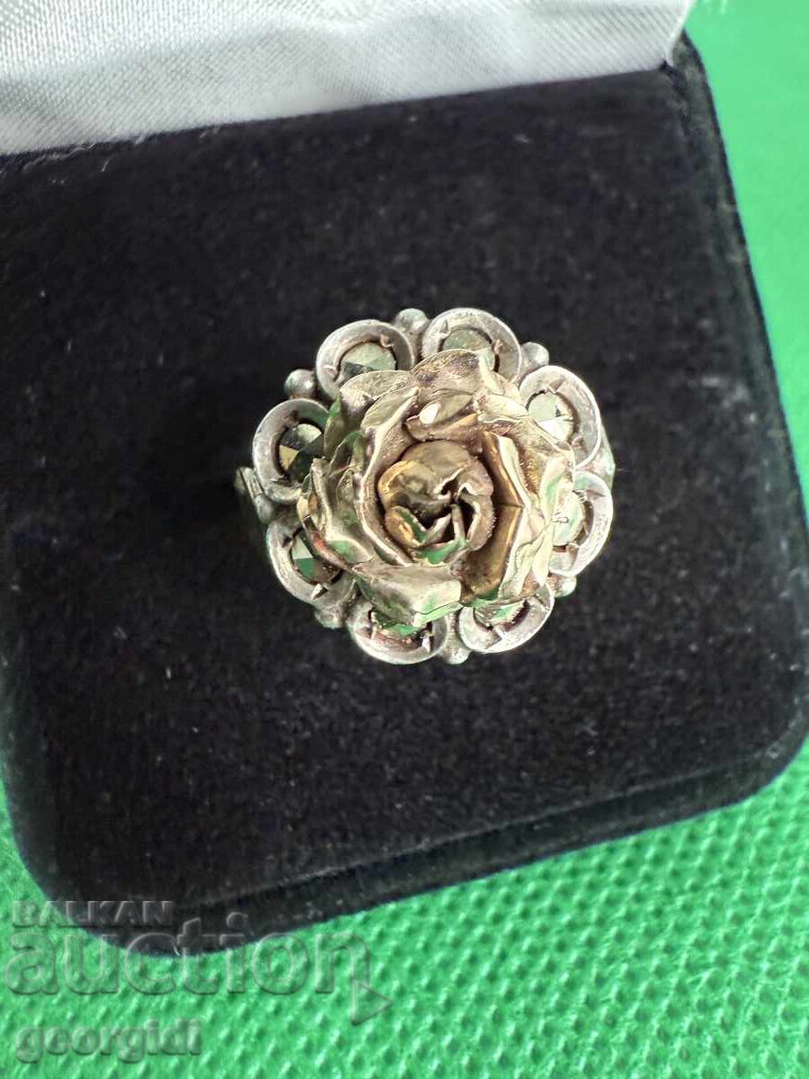 Auction Handmade silver ring with gold. No. 7634 Auction Handmade silver ring with gold. No. 7634