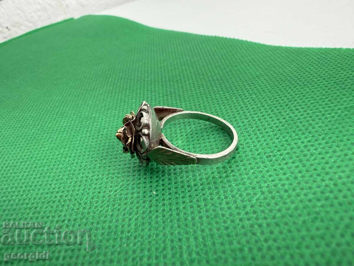 Handmade silver ring with gold. No. 7634 - 5 Handmade silver ring with gold. No. 7634 - 5