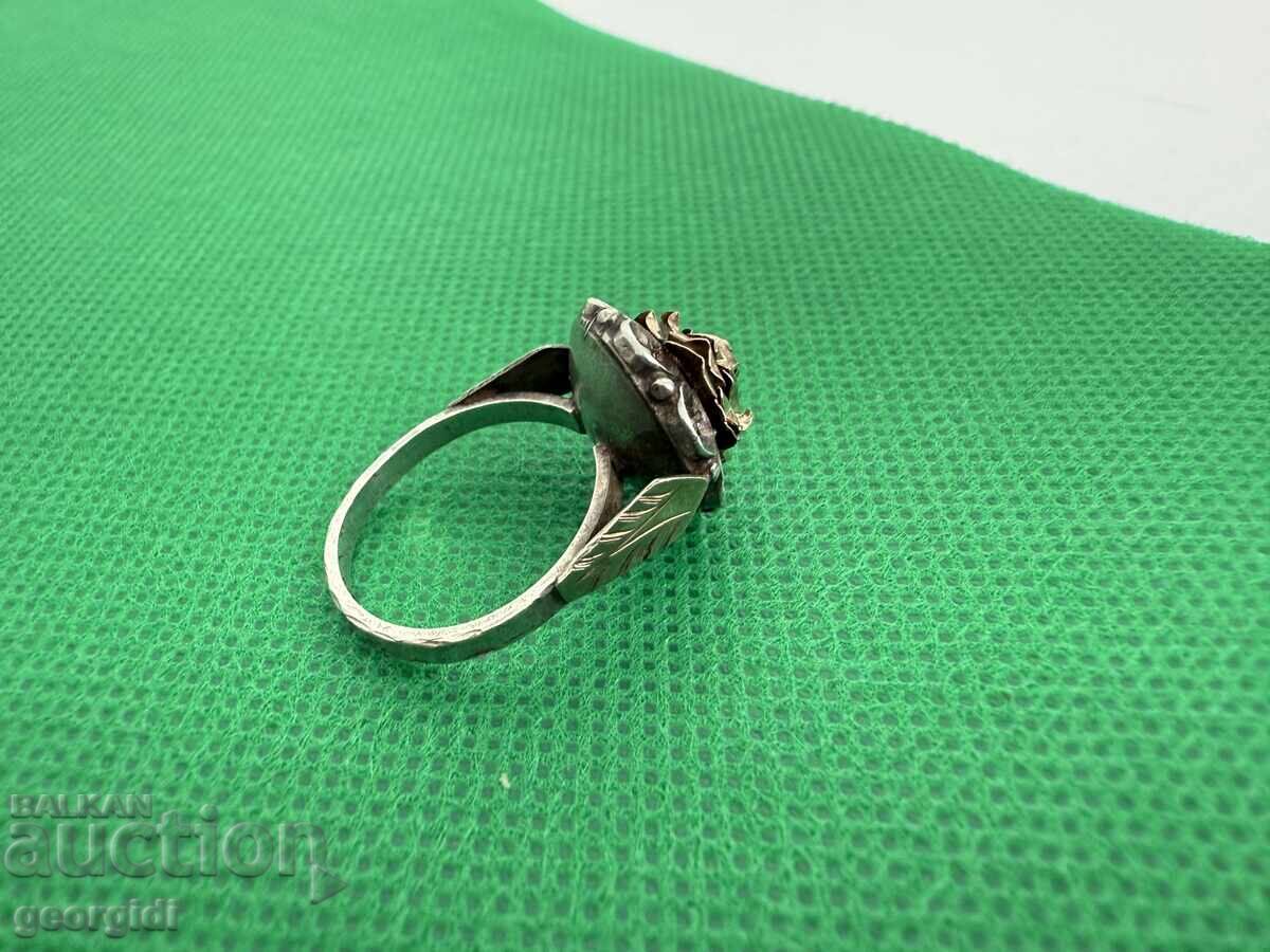 Handmade silver ring with gold. No. 7634 - 7 Handmade silver ring with gold. No. 7634 - 7