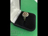 Handmade silver ring with gold. No. 7634