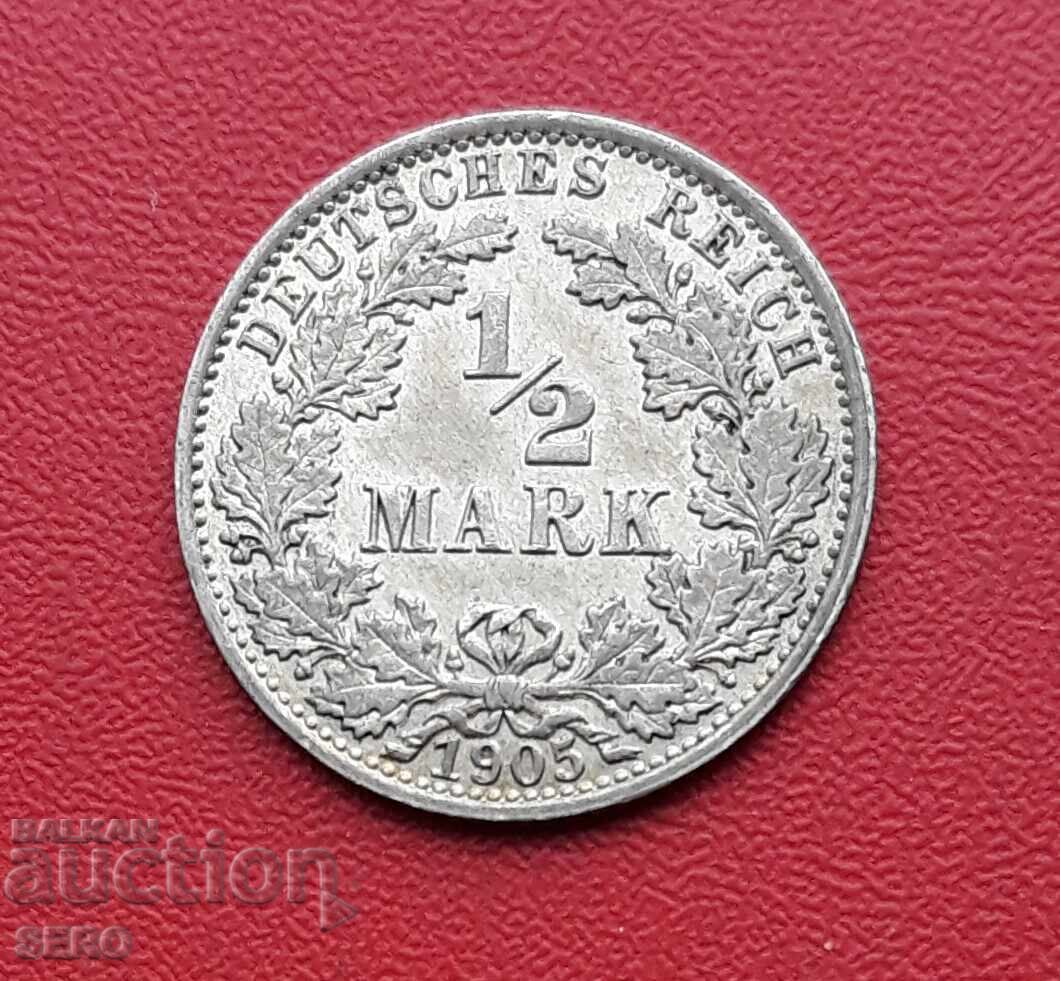 Germany - 1/2 Mark 1905 A-Berlin - Extremely well preserved