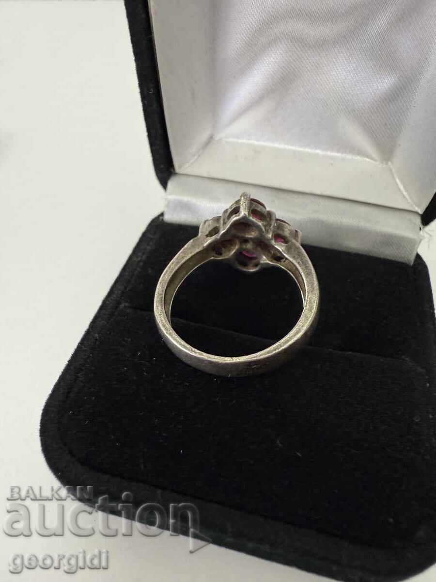 Star ασημένιος δακτύλιος με μεγάλα ΡΟΥΜΠΙΝΙΑ. №7636 - 5