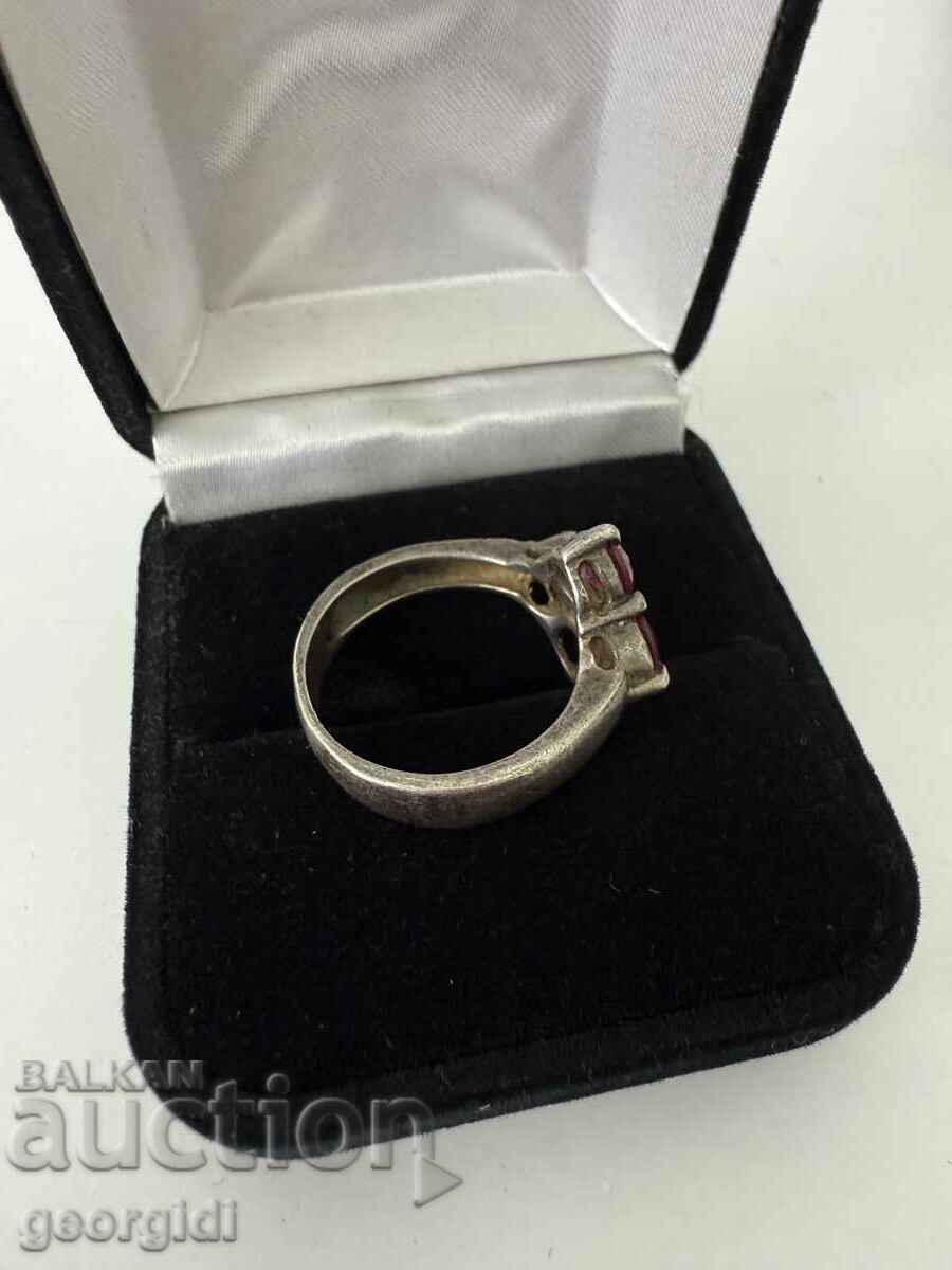 Star ασημένιος δακτύλιος με μεγάλα ΡΟΥΜΠΙΝΙΑ. №7636 - 6