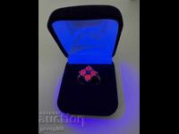 Inel vechi de argint cu RUBINE mari. №7636