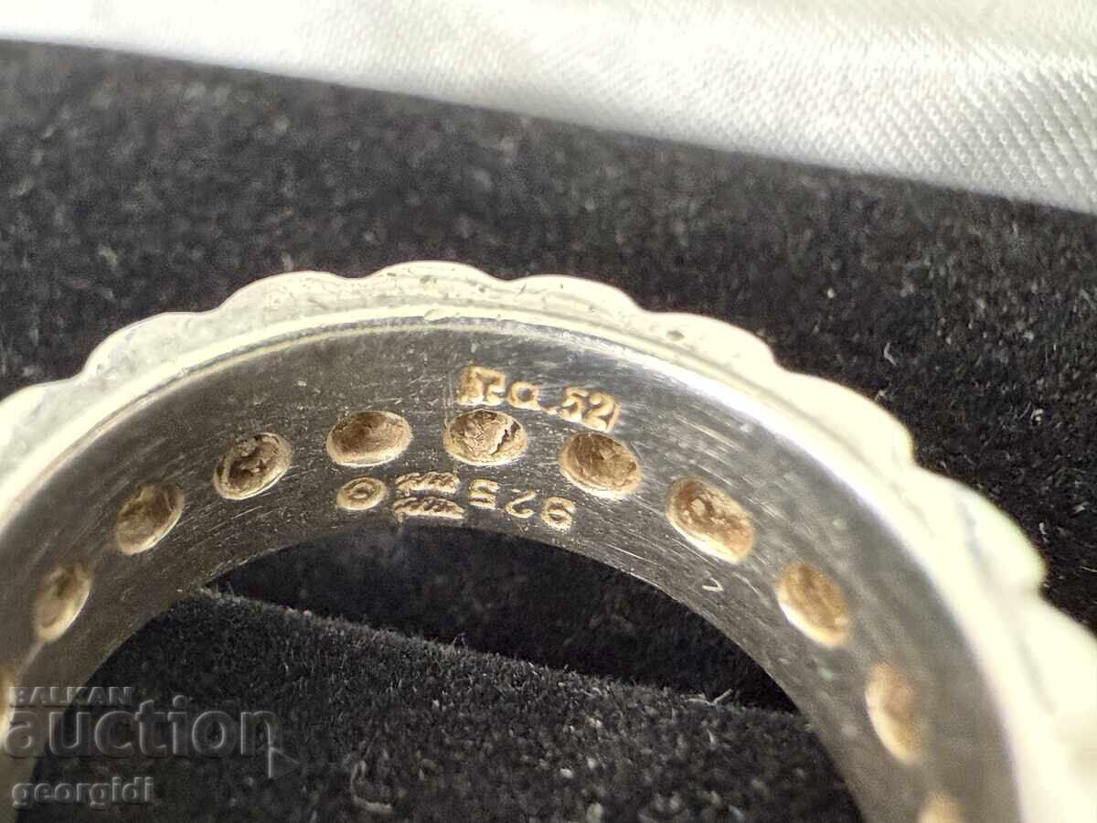 Σχεδιαστικό ασημένιο δαχτυλίδι με φυσικά πετράδια. Νο. 7637 - 5