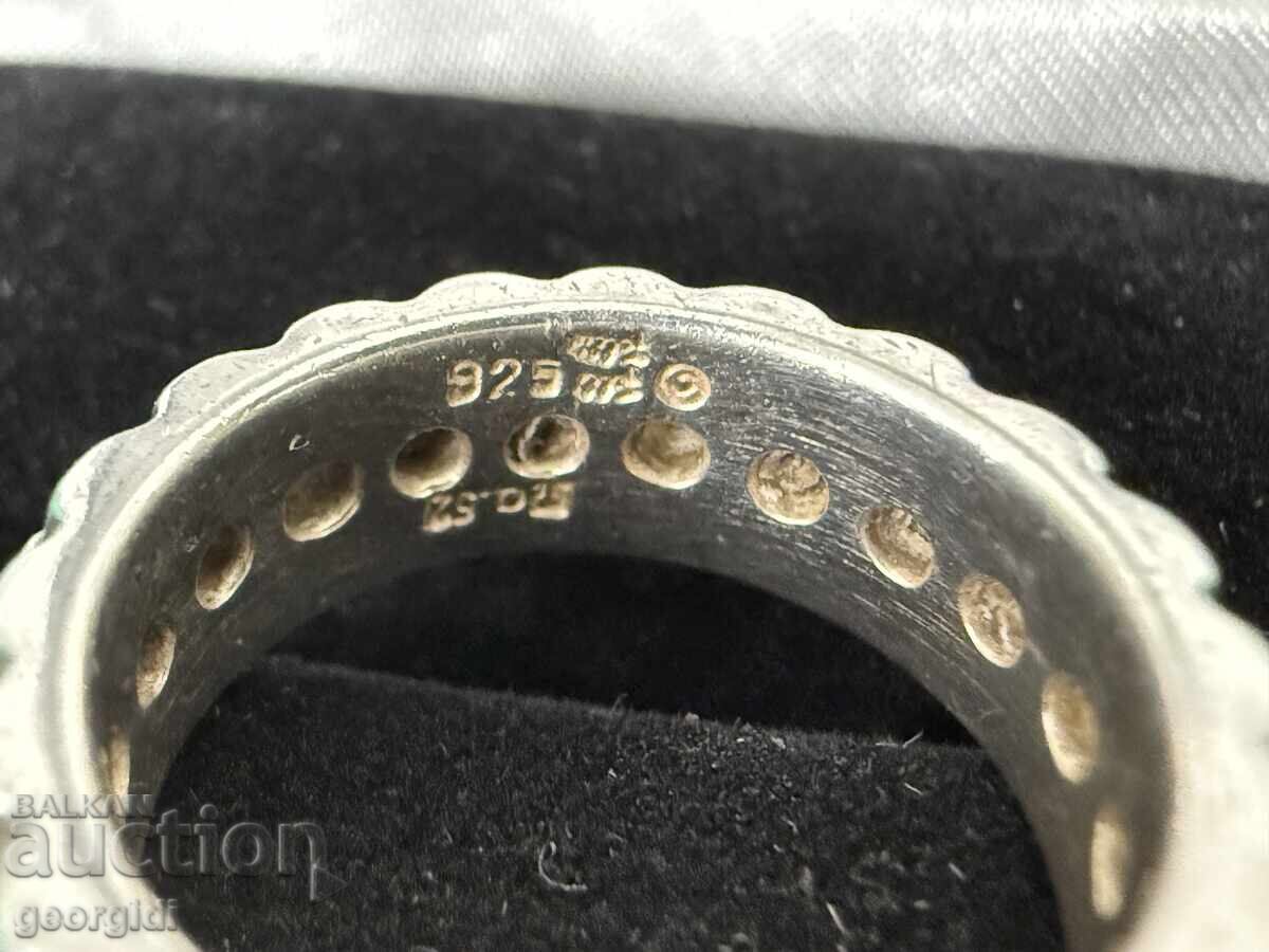 Σχεδιαστικό ασημένιο δαχτυλίδι με φυσικά πετράδια. Νο. 7637 - 6