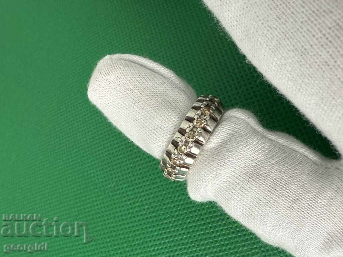 Σχεδιαστικό ασημένιο δαχτυλίδι με φυσικά πετράδια. Νο. 7637 - 7