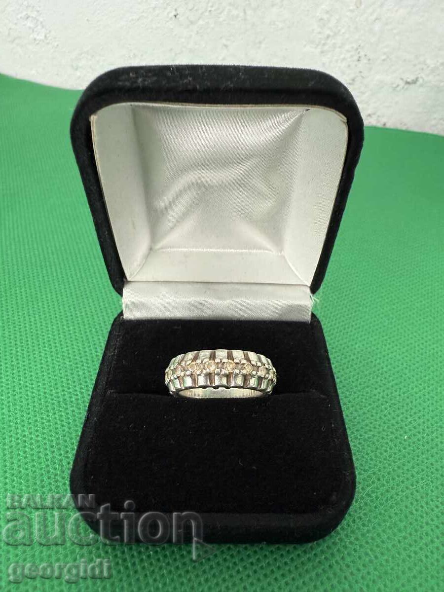 Σχεδιαστικό ασημένιο δαχτυλίδι με φυσικά πετράδια. Νο. 7637