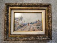 Μικρή, αυθεντική, παλιά υδατογραφία