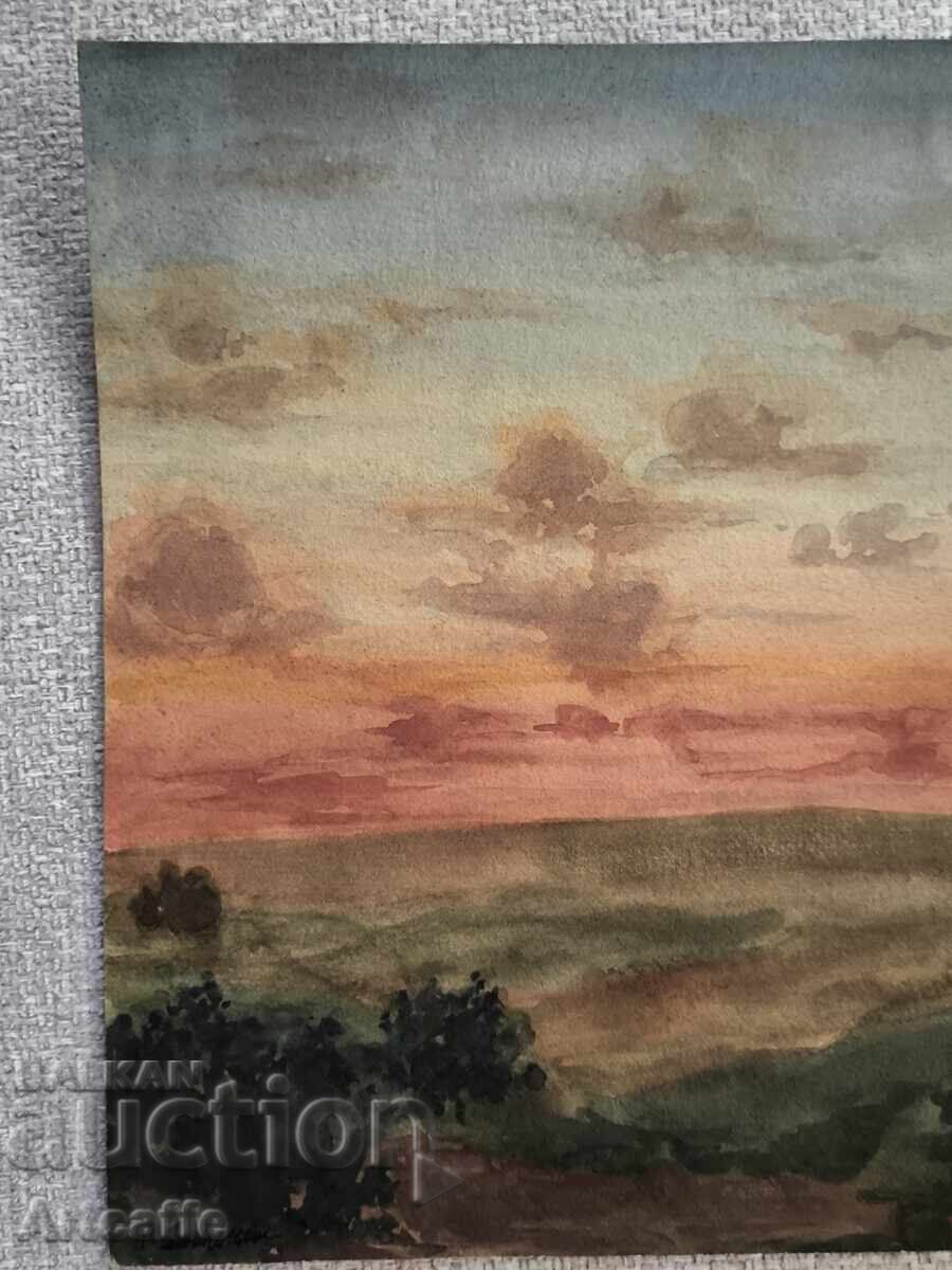 Μικρό αυθεντικό παλιό ακουαρέλα - 7 Μικρό αυθεντικό παλιό ακουαρέλα - 7