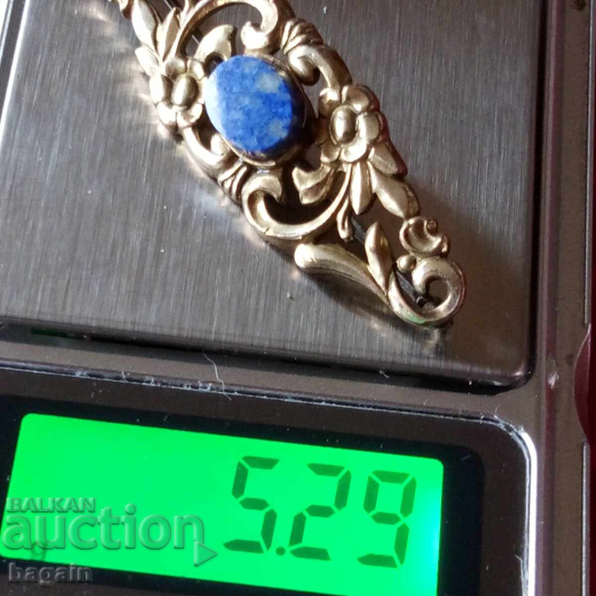 Уникална брошка с лапис лазили. - 5