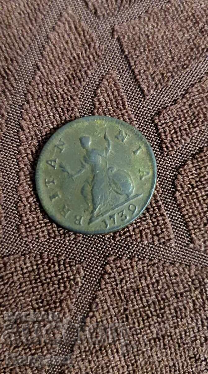 Jumătate de penny 1739 Half penny Farthing