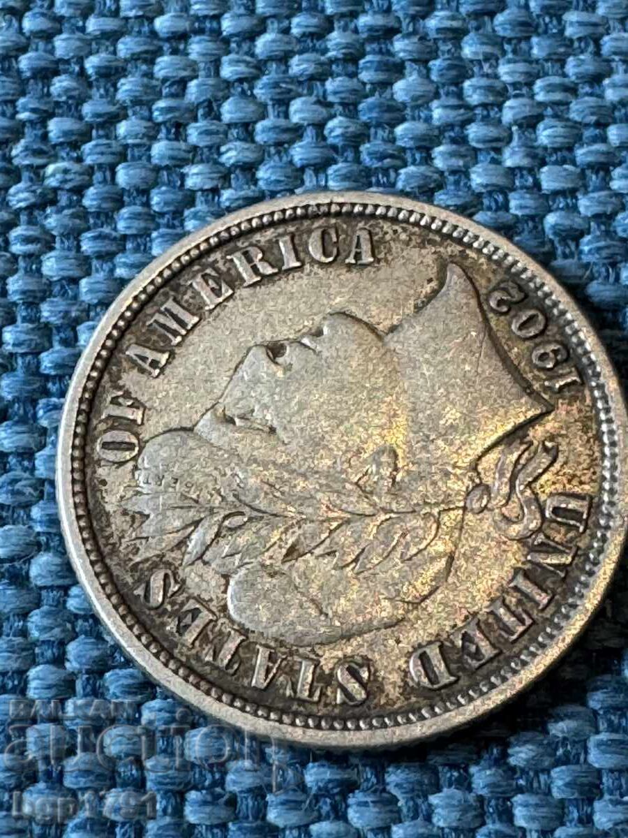 1 Dime 1902 Letter O USA Silver - 6