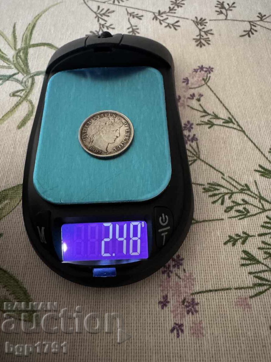 1 Dime 1902 Letter O USA Silver - 7