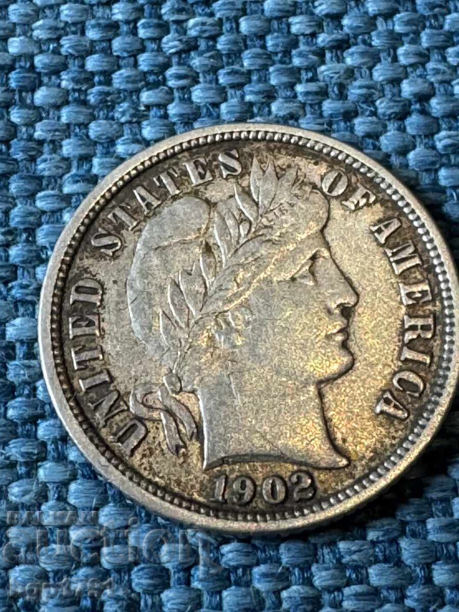 1 Dime 1902 Letter O USA Silver