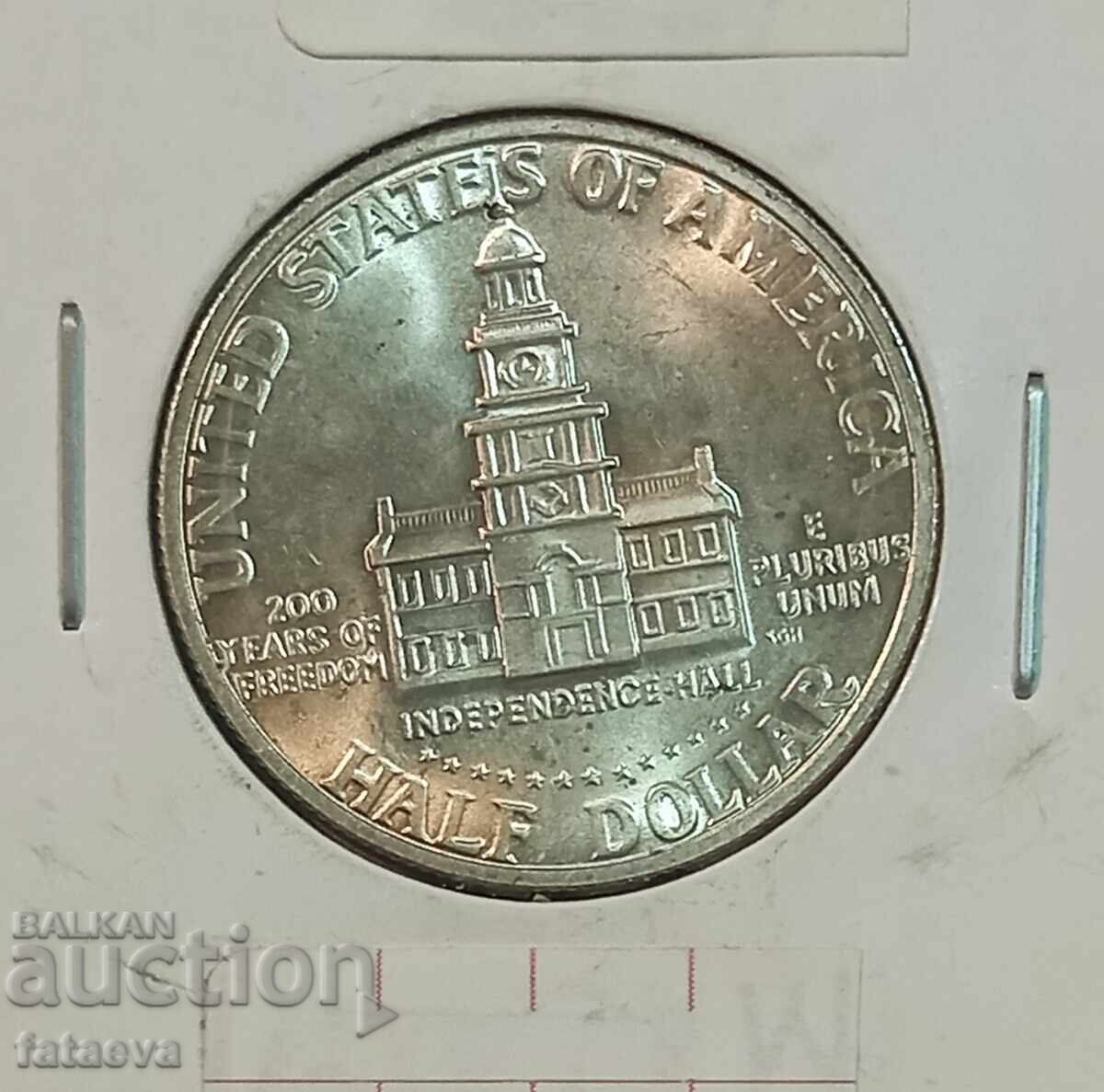 Jumătate de dolar de argint S Kennedy 1776 - 1976 cu preț 70.00 BGN | € 35.79