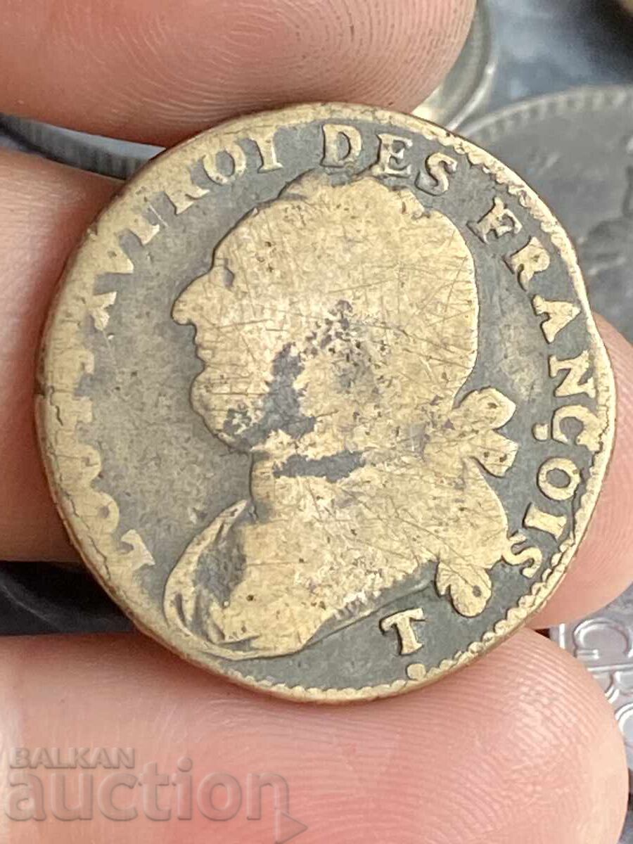 Γαλλία 12 δεναρίων 1792 Νάντη Λουδοβίκος XVI