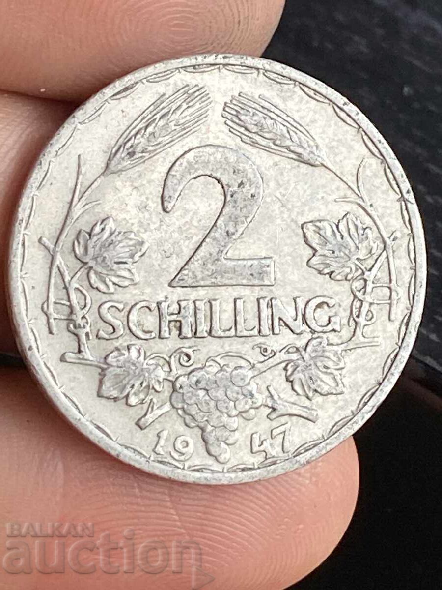 Austria 2 Schilling 1947 Aluminum Coin