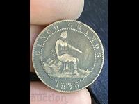 Spain 5 Centimos 1870