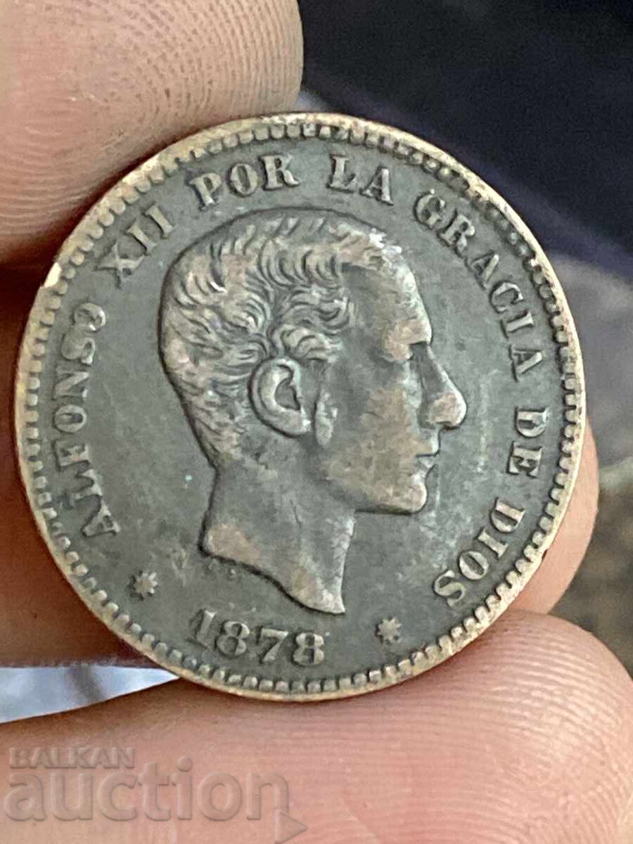 Spain 5 Centimos 1878 Alfonso XII