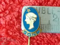 Παλαιό μικρό έμβλημα μπρούτζινη καρφίτσα γυναίκα αστέρι SONP