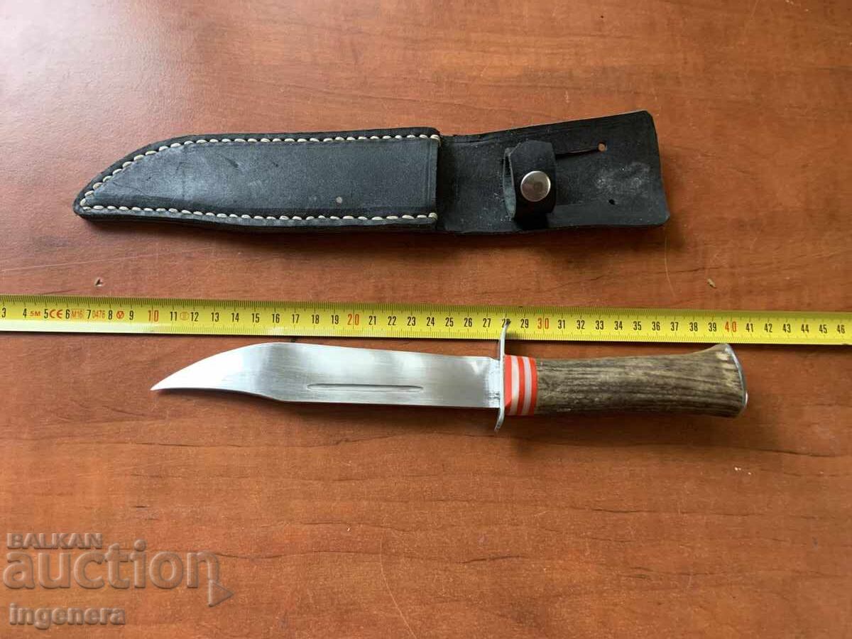 KNIFE BLADE HUNTING HANDLE FROM HORN SHEATH