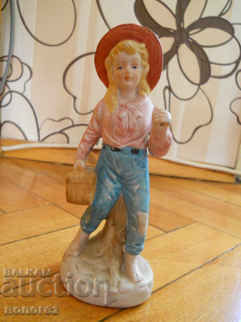 Girl with a basket - biscuit porcelain