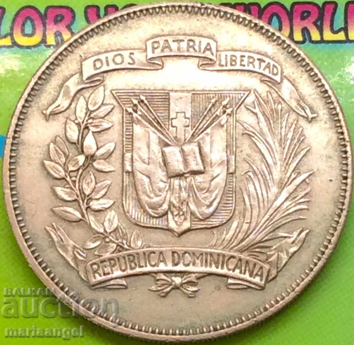Dominican Republic 1/2 peso 1973 30mm 12.5g silver - 6