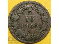 5/10 Kreuzer 1860 V -Venice Austria for Italy - quite rare