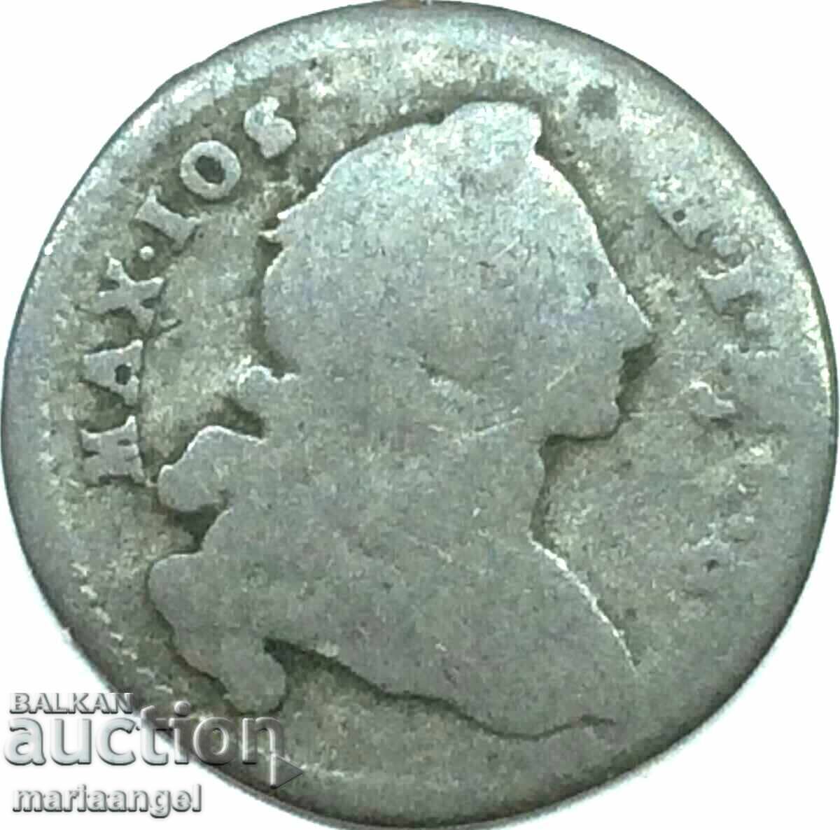 1 kreĭtser 1758 Bavariya Germaniya Maksimilian Ĭozef Rar - 5