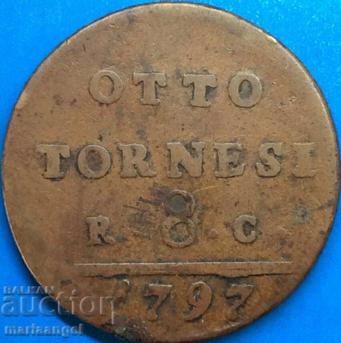 Naples 8 Tornesi 1797 Ιταλία 15,14 g μέλι με τιμή 45.00 BGN | € 23.01