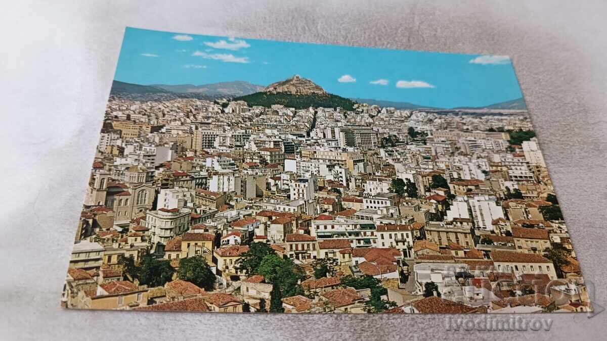 Postcard Athens Partial View and Lycabettus