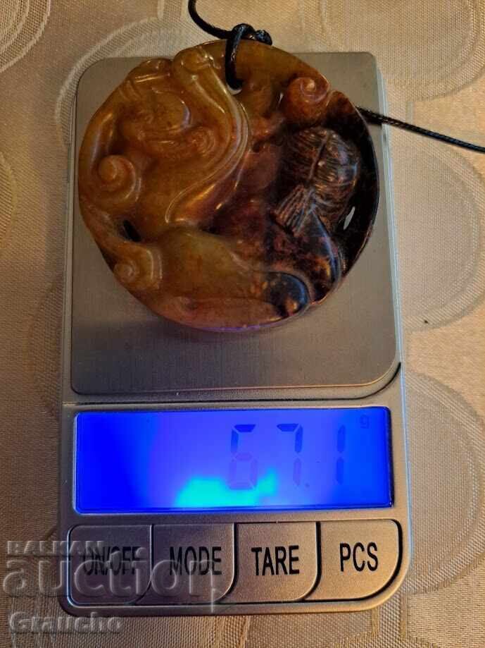 Доставка на Чист нефрит! Медальон/амулет за богатство и успех