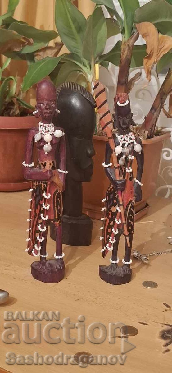 Δημοπρασία 2 χειροποίητα αφρικανικά ειδώλια