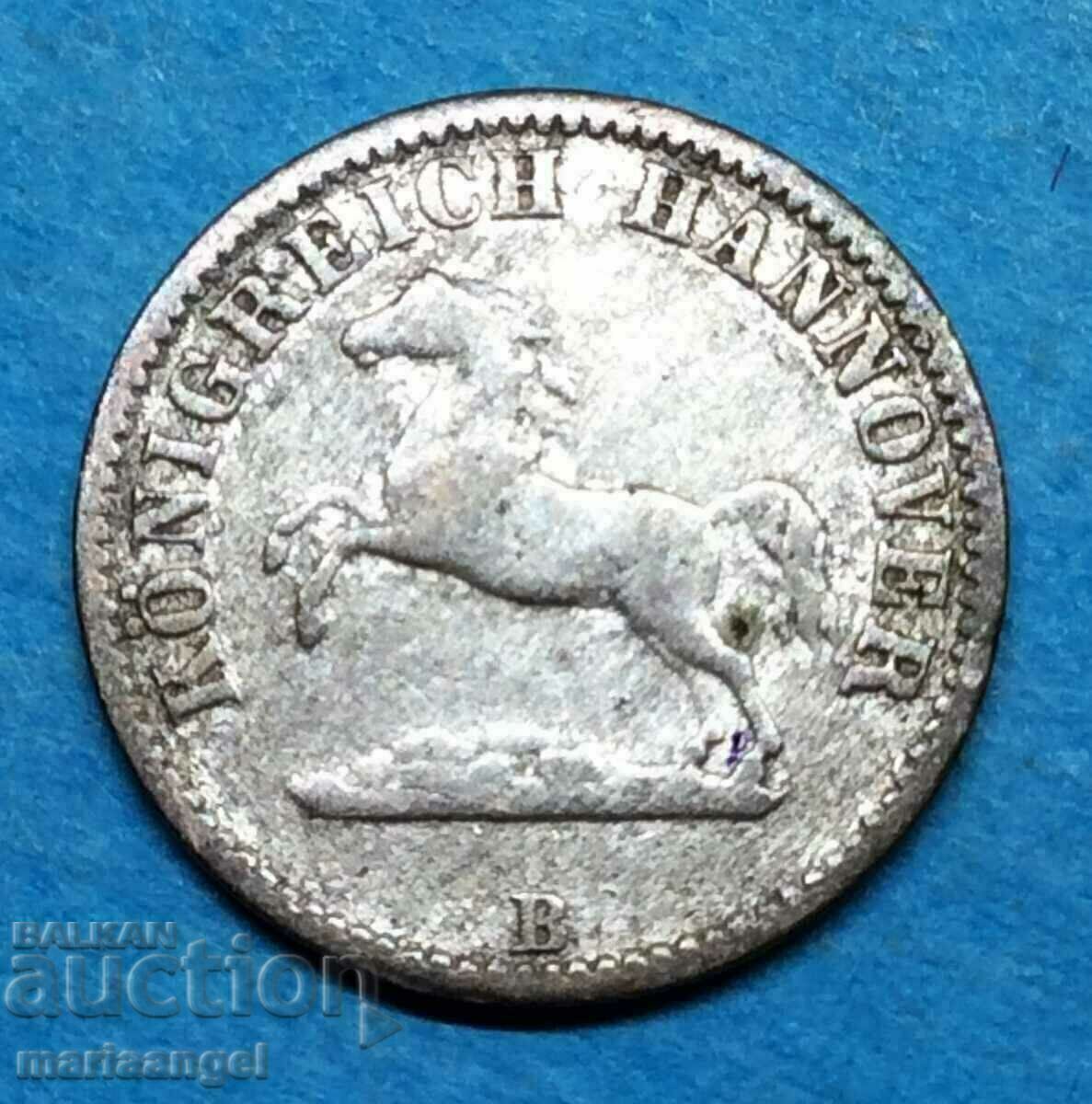 1/2 Grosz 1863 Germany Hanover Silver - 5