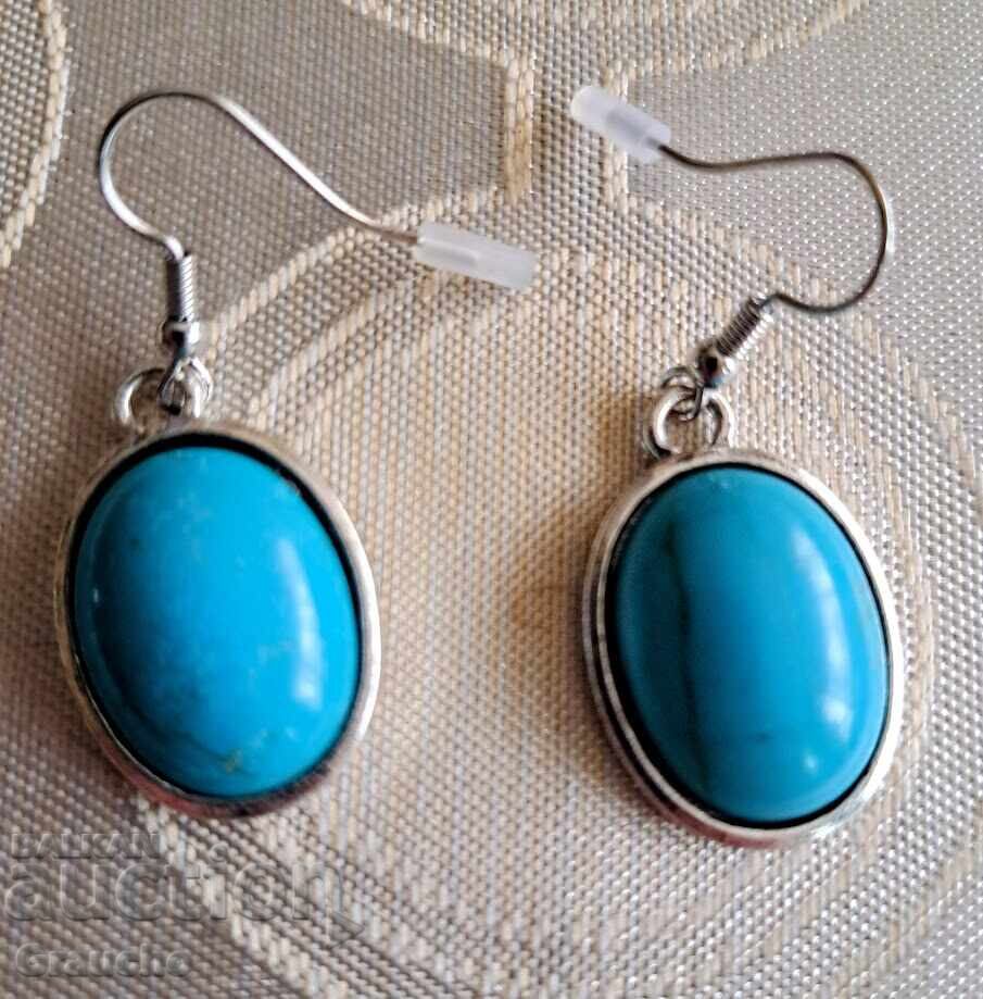 Delivery of Three-piece silver-plated set with natural turquoise