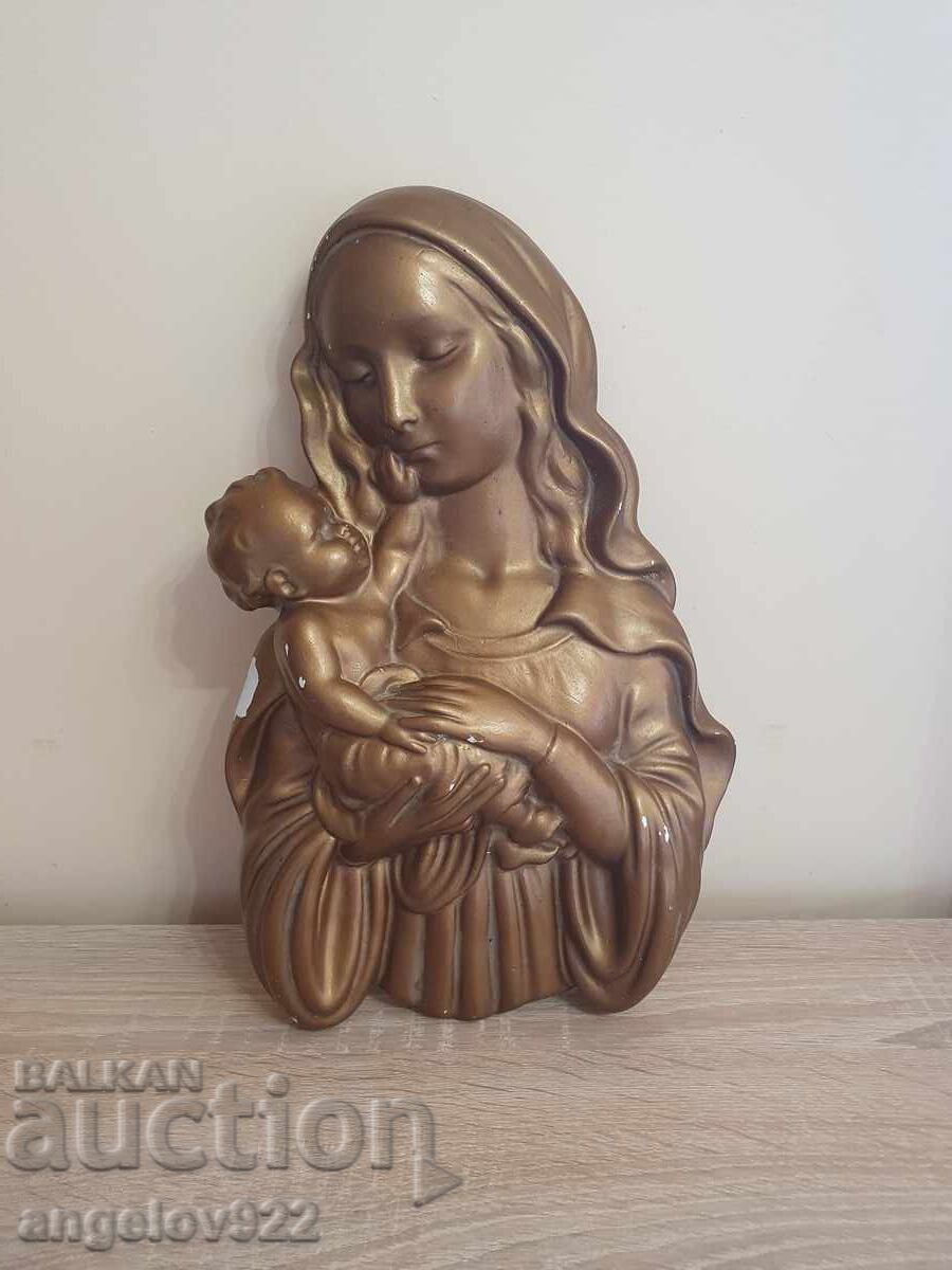 Massive plaster sculpture of the Virgin Mary with the Infant Christ