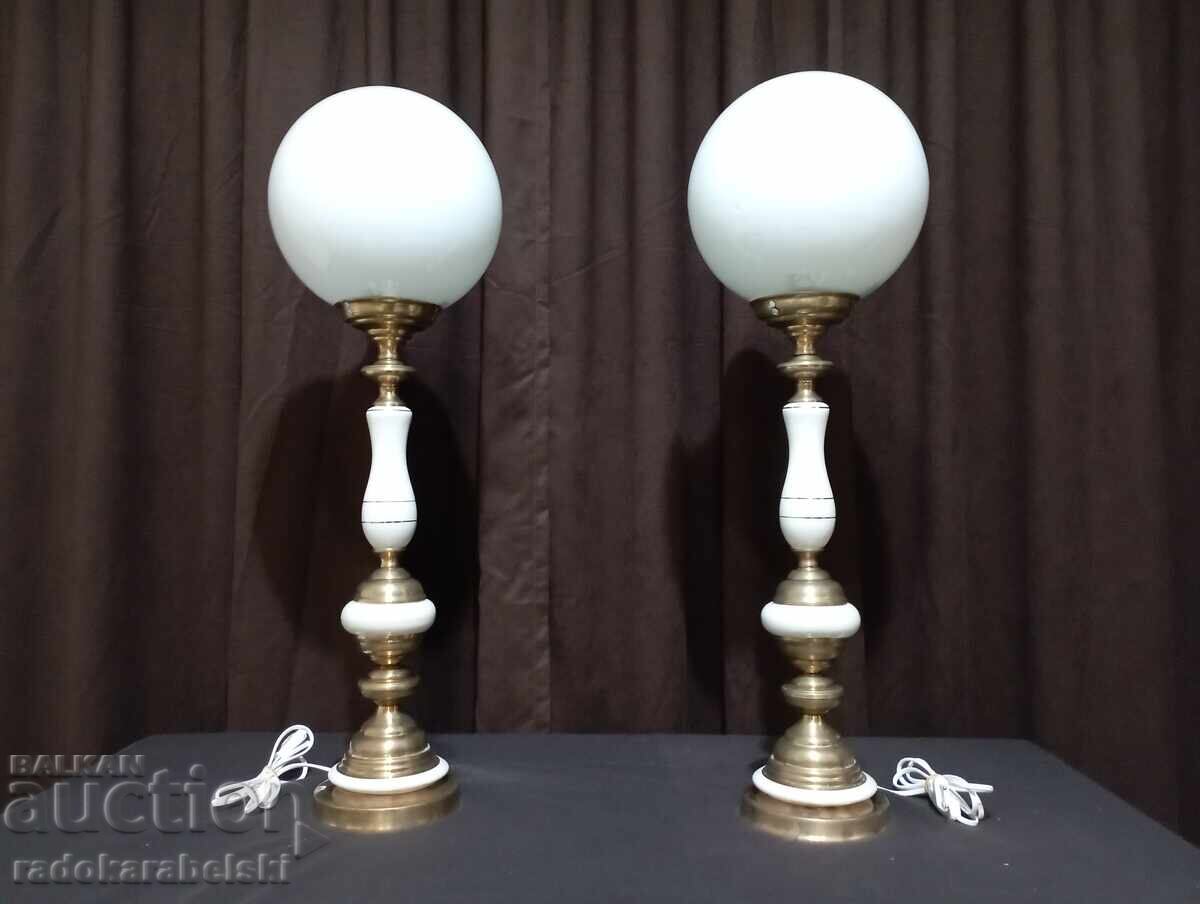 Σετ δύο πολύ μεγάλες πορσελάνινες λάμπες - φωτιστικό