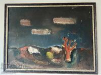 Прекрасна картина „Абстрактен пейзаж с дърво“  70см / 52см