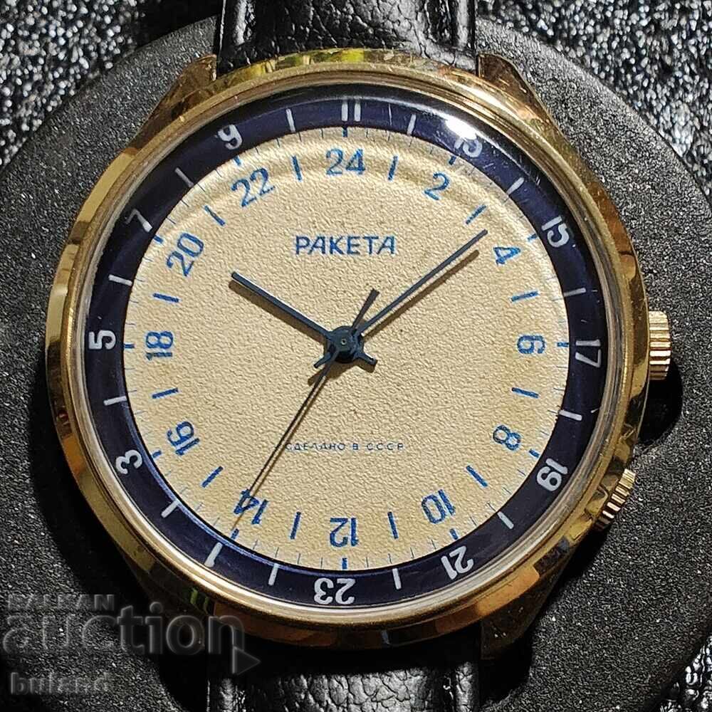 Licitație Ceas Sovietic Placat cu Aur 24 Ore Raketa SSSR Ceas Licitație Ceas Sovietic Placat cu Aur 24 Ore Raketa SSSR Ceas