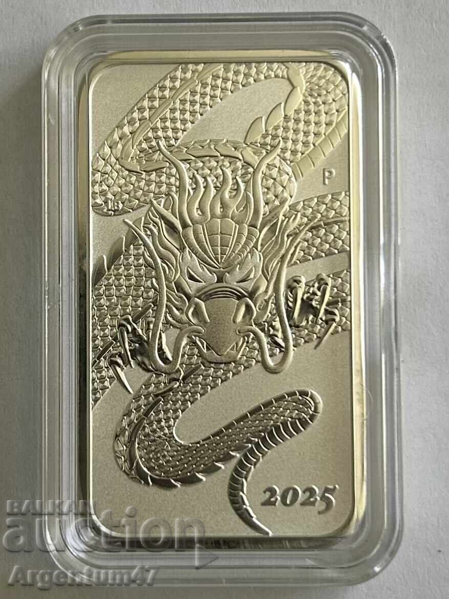 Auction SILVER 1 OZ 2025 AUSTRALIA - BAR DRAGON Auction SILVER 1 OZ 2025 AUSTRALIA - BAR DRAGON