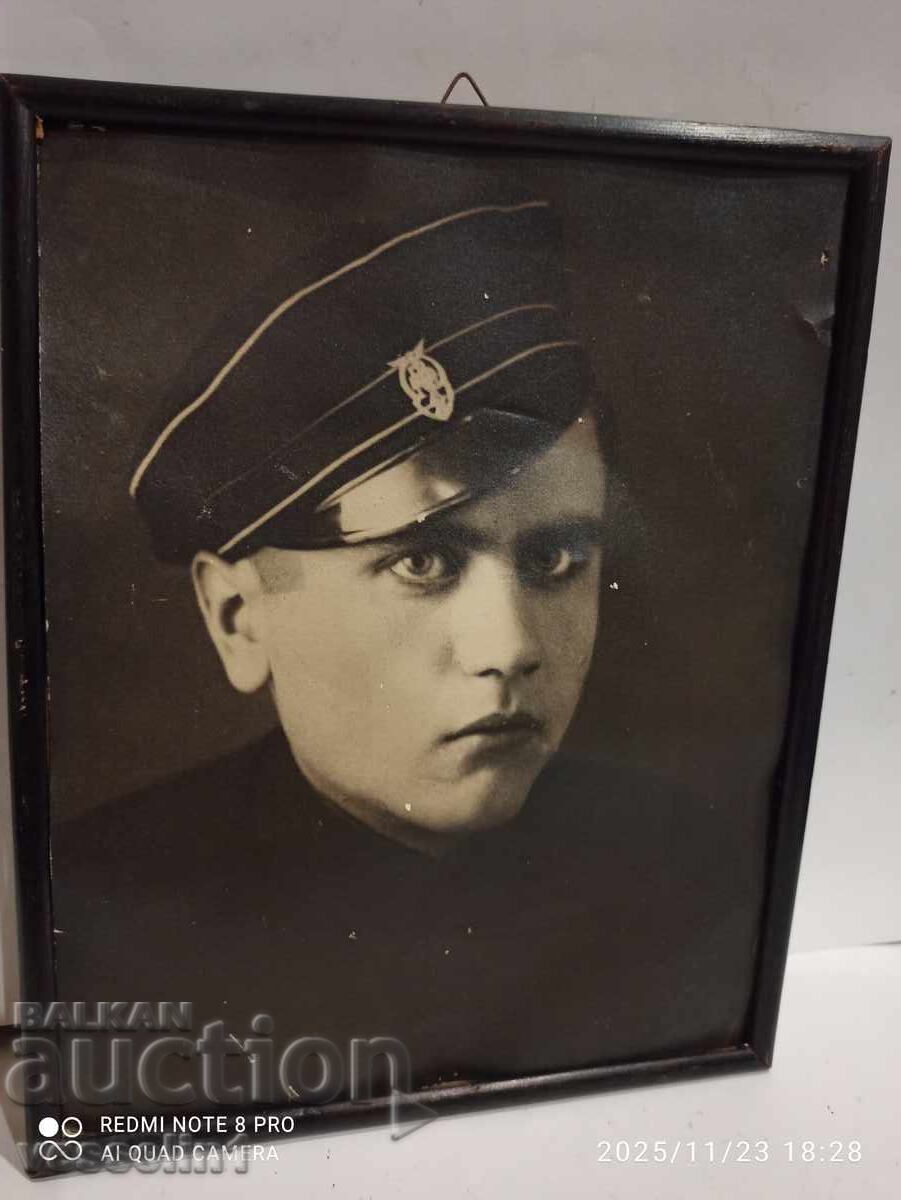 Fotografie veche din vremea țaristă, militar în ramă 30cm / 24cm