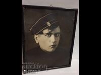 Fotografie veche din vremea țaristă, militar în ramă 30cm / 24cm