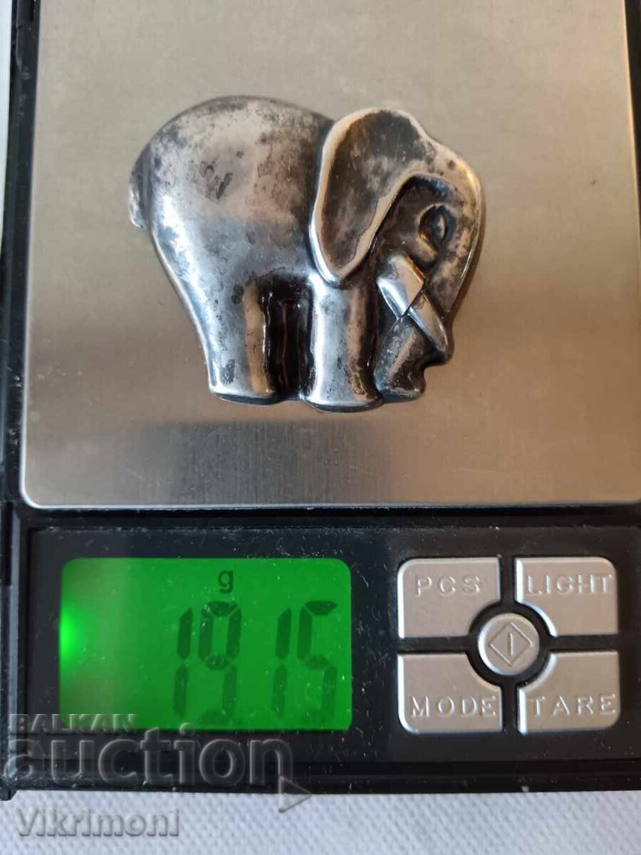 Licitație Argint, broșă, elefant, 925, vintage