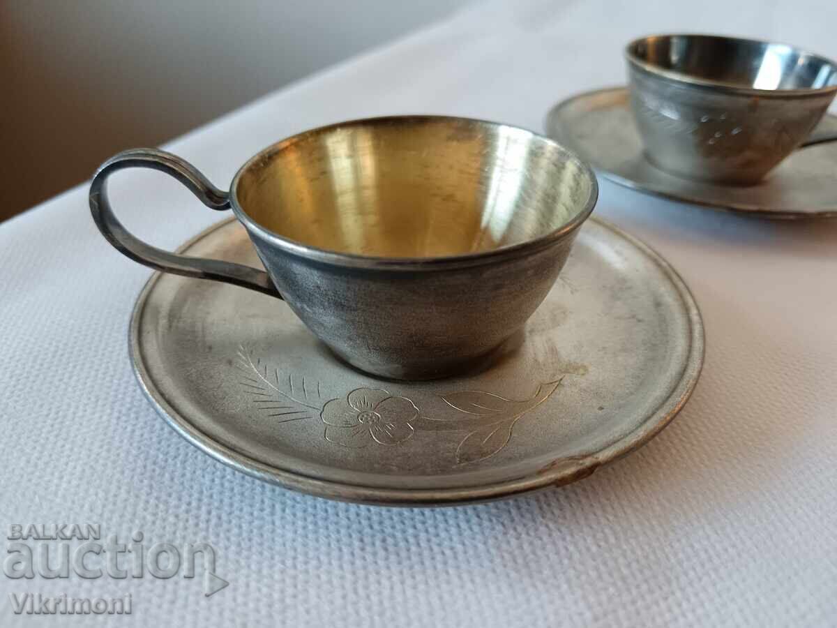 Лот чаши,мелхиор,позлата,посребрен комплект - 7