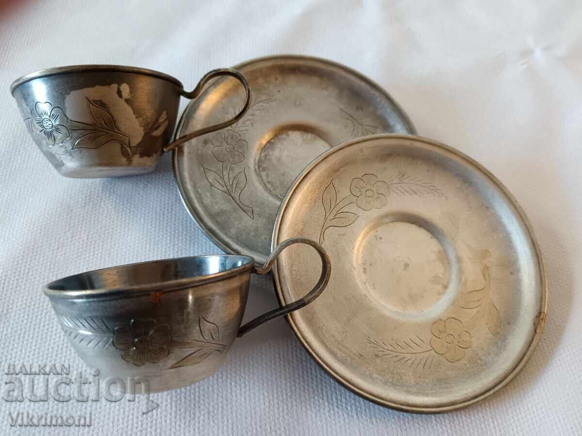 Лот чаши,мелхиор,позлата,посребрен комплект