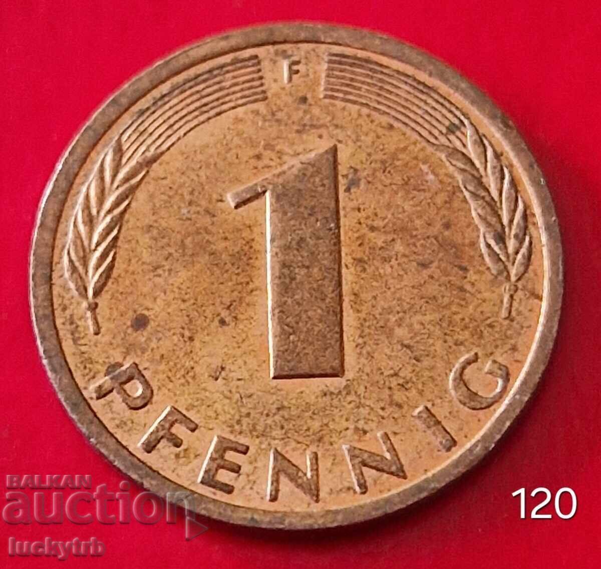 1 пфениг 1990 " F" - Германия
