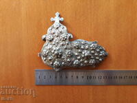 Κυστενδίλια ασημένια παφτούλα μισή με σταυρό