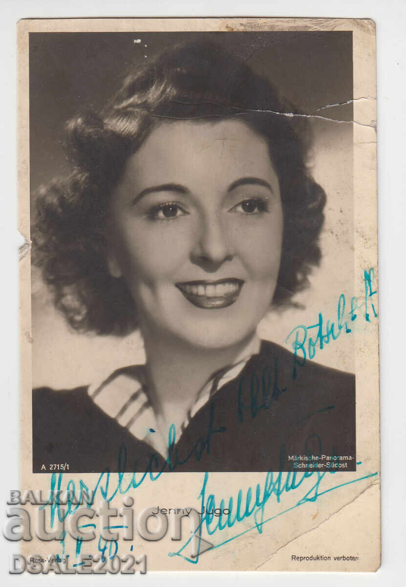 JENNY JUGO actress old postcard with autograph /8231